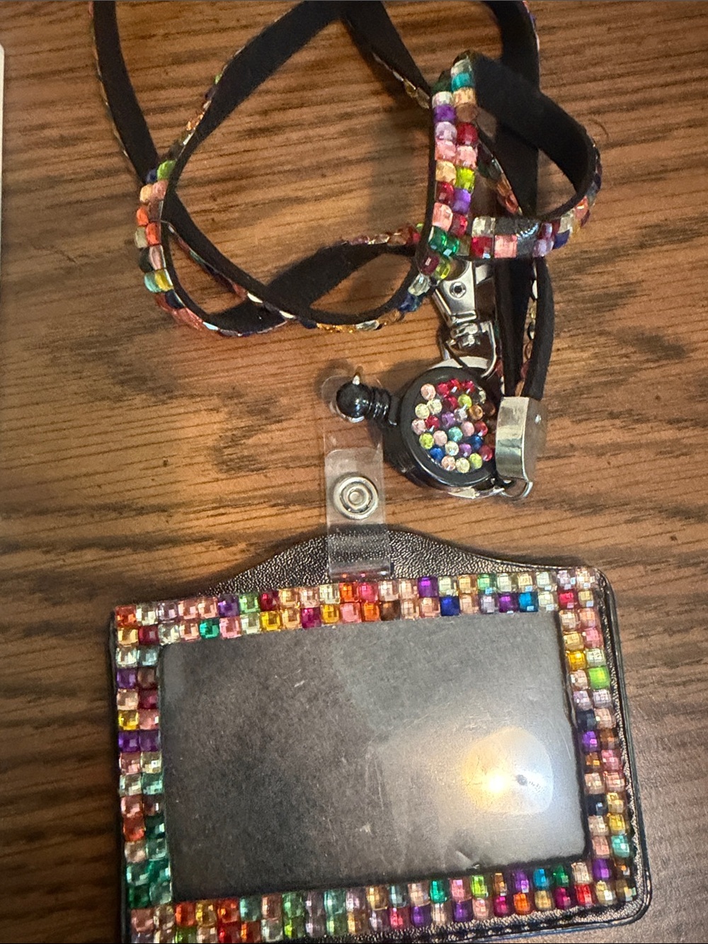 Multicolor Rhinestone ID Badge Holder